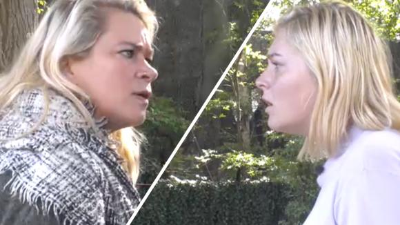 Christel en Sanne schreeuwen tegen elkaar tijdens een flinke ruzie